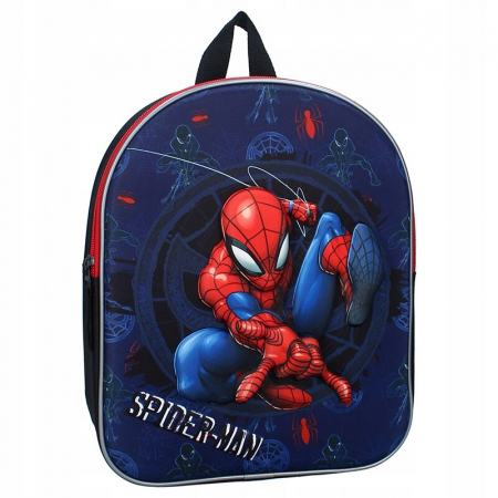 Ghiozdane și Rucsacuri - Rucsac Spider-Man, Imprimare 3D, Curele Reglabile, Maner De Transport, 26x32x11 cm, Albastru Inchis
