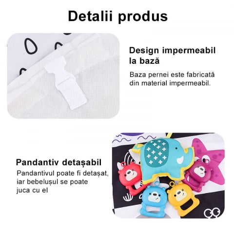 Salteluta Interactiva, 80x80x50 cm, special conceputa pentru a stimula dezvoltarea fizica si senzoriala prin joaca, Dotata cu 5 jucarii interactive, Jungle [3]