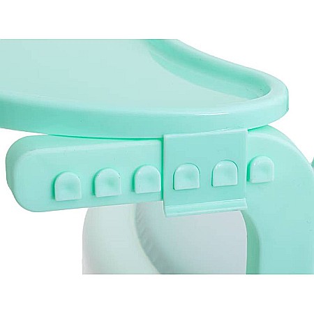 Scaun pentru copii, din material plastic, multifuncțional, +1 an Homio, Măsuță încorporată, Tăviță detașabilă, Bază antiderapantă, Alb/ Verde, greutate maximă 26 kg [7]