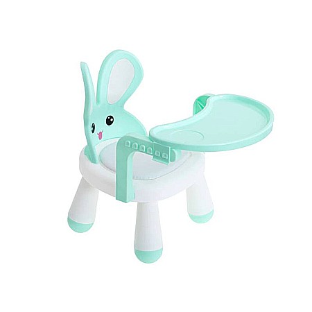 Scaun pentru copii, din material plastic, multifuncțional, +1 an Homio, Măsuță încorporată, Tăviță detașabilă, Bază antiderapantă, Alb/ Verde, greutate maximă 26 kg [4]