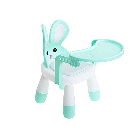 Scaun pentru copii, din material plastic, multifuncțional, +1 an Homio, Măsuță încorporată, Tăviță detașabilă, Bază antiderapantă, Alb/ Verde, greutate maximă 26 kg [1]