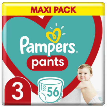 Scutece bebelusi - Scutece chiloțel Pampers Maxi Pack Pants, numărul 3, 6-11 kg, 56 buc