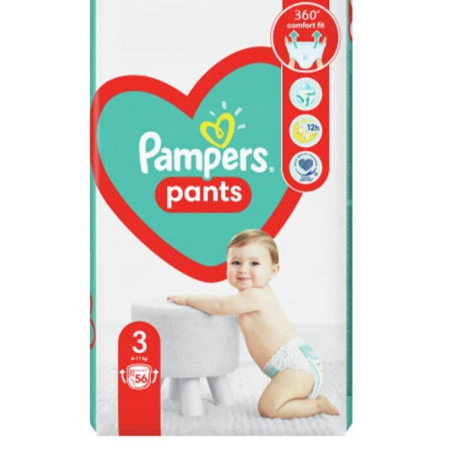 Scutece chiloțel Pampers Maxi Pack Pants, numărul 3, 6-11 kg, 56 buc [1]