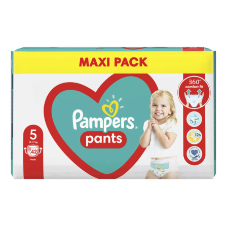 Scutece bebelusi - Scutece chiloțel Pampers Maxi Pack Pants, numărul 5, 12-17 kg, 42 buc