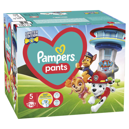 Scutece chiloțel Pampers Pants Active Baby Paw Patrol Edition, numărul 5, 12-17 kg, 66 buc [1]