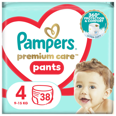 Scutece chiloțel Pampers Premium Care Pants, numărul 4, 9-15 kg, 38 buc [1]