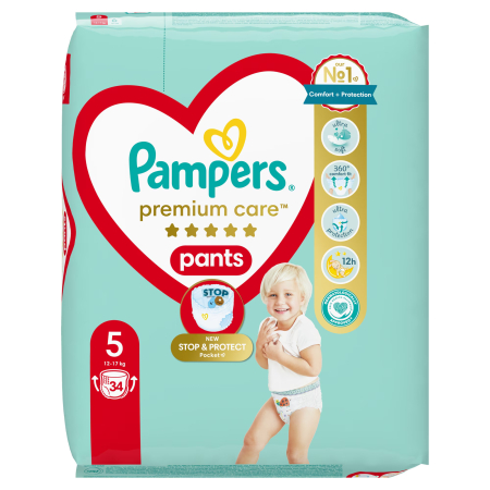 Scutece bebelusi - Scutece chiloțel Pampers Premium Care Pants, numărul 5, 12-17 kg, 34 buc