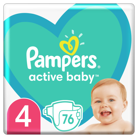 Bebeluși - Scutece Pampers Active Baby Giant Pack, numărul 4, 8-14 kg, 76 buc