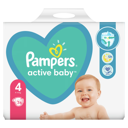 Scutece Pampers Active Baby Giant Pack, numărul 4, 8-14 kg, 76 buc [1]