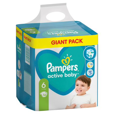Scutece Pampers Active Baby Giant Pack, numărul 6, 13-18 kg, 56 buc [2]