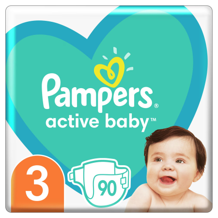 Scutece bebelusi - Scutece Pampers Active Baby, numărul 3, 6-10 kg, 90 buc