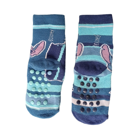 Set 2 perechi șosete ABS, talpă antiderapantă, albastru, Happy, Stitch [1]