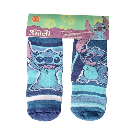 Lenjerie intimă și șosete - Set 2 perechi șosete ABS, talpă antiderapantă, albastru, Happy, Stitch
