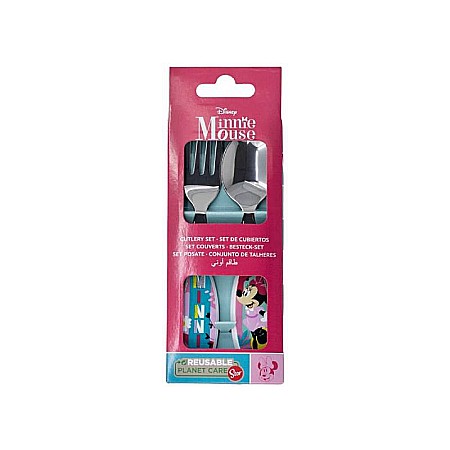 Set 2 tacâmuri, furculiță și lingură pentru copii Minnie Mouse, Being More Minnie 15.5 cm Multicolor [1]