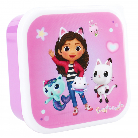 Set 3 cutii sandwich din plastic fara BPA, 12x12x6 cm, multicolor, Fresh Bites, Gabby's Dollhouse [3]