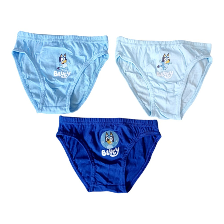 Lenjerie intimă și șosete - Set 3 perechi chiloți băieți, albastru, 100% bumbac, Happy, Bluey