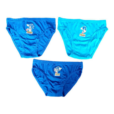 Lenjerie intimă și șosete - Set 3 perechi chiloți băieți, multicolor, 100% bumbac, Happy, Sonic