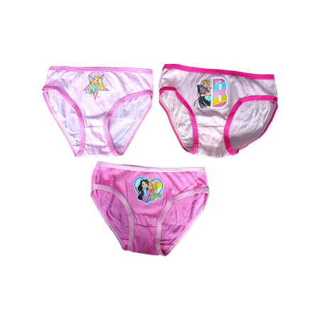 Lenjerie intimă și șosete - Set 3 perechi chiloți fete, multicolor, 100% bumbac, Happy, Barbie