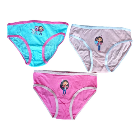 Set 3 perechi chiloți fete, multicolor, 100% bumbac, Happy, Gabby's Dollhouse