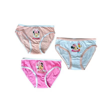 Lenjerie intimă și șosete - Set 3 perechi chiloți fete, multicolor, 100% bumbac, Happy, Minnie Mouse