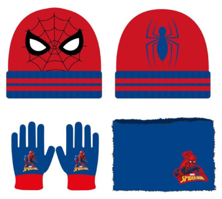 Copii - Set 3 piese copii, căciulă, mănuși și protecție gât, 4-8 ani, multicolor, Spiderman