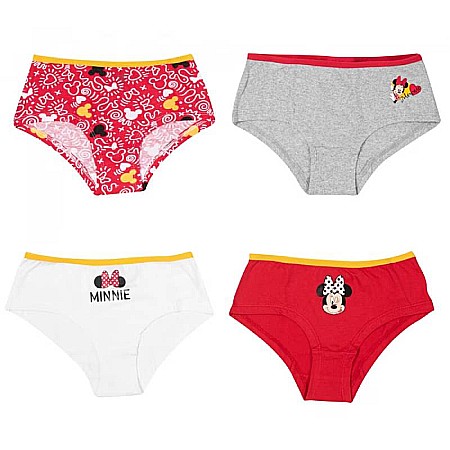 Copii - Set 4 perechi de chiloți tip panty, pentru fetițe, multicolor, 100% bumbac, Minnie Mouse, Disney