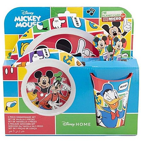 Bebeluși - Set 5 piese pentru servit masa, plastic, fără BPA, multicolor, utilizabil la microunde, better Together, Mickey Mouse, Disney