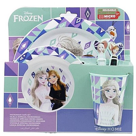 Bebeluși - Set 5 piese pentru servit masa, plastic, fără BPA, multicolor, utilizabil la microunde, Frozen, Disney