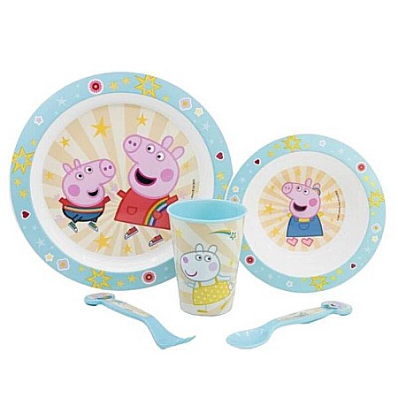 Set 5 piese pentru servit masa, plastic, fără BPA, multicolor, utilizabil la microunde, Peppa Pig [1]