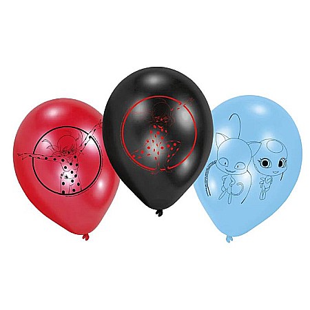 Articole pentru petrecere - Set 6 baloane latex Miraculous/Lady Bug 23 cm