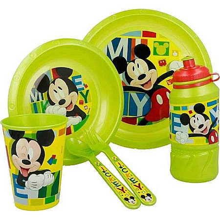Set 6 piese pentru servit masa, plastic, fără BPA, verde, Mickey Mouse [1]