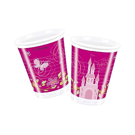 Veselă - Set 8 pahare, Plastic, Roz, 200 ml