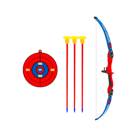 Jocuri sportive pentru copii - Set arc cu 3 săgeți și țintă, lungime 54 cm, multicolor, Spiderman