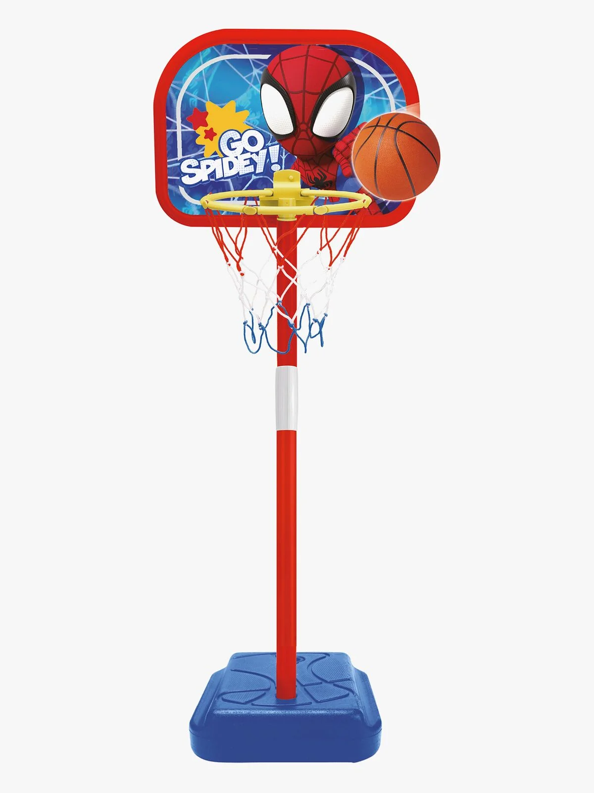 Jocuri sportive pentru copii - Set baschet cu minge și pompă, coș reglabil, înălțime reglabilă 106 cm, bază stabilă, 3 ani+, Multicolor, Spidey