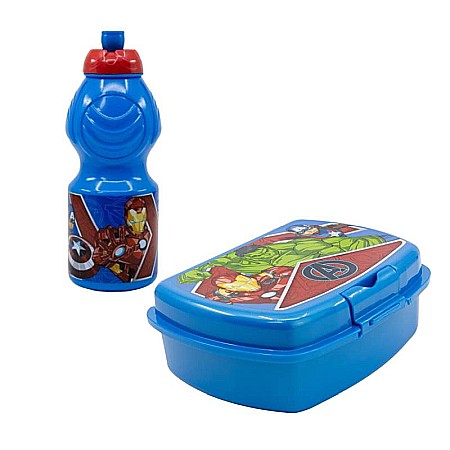Sticle pentru lichide - Set cutie sandwich și sticlă pentru lichide, 400 ml, fără BPA, multicolor, Avengers
