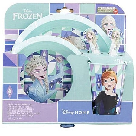 Bebeluși - Set 5 piese pentru servit masa, plastic, fără BPA, multicolor, Ice Magic, Frozen, Disney