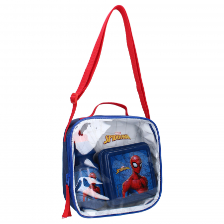 Sticle pentru lichide - Set geantă, sticlă apă si cutie sandwich, din plastic, fara BPA, multicolor, Squeeze the day, Spiderman