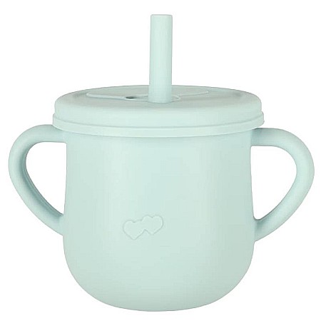 Set hrănire bebeluși și copii din silicon, 9 piese, Blue Homio, bavetă, farfurie compartimentată, bol cu ventuză, pahar cu capac, tacâmuri, ideal pentru diversificare, fără alergeni [6]