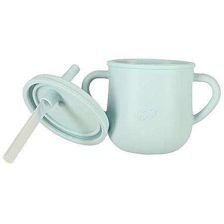 Set hrănire bebeluși și copii din silicon, 9 piese, Blue Homio, bavetă, farfurie compartimentată, bol cu ventuză, pahar cu capac, tacâmuri, ideal pentru diversificare, fără alergeni [7]