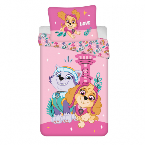 Textile - Set lenjerie de pat, 2 piese, reversibila, 140 x 200 cm, 70 x 90 cm, Love Paw Patrol, multicolor