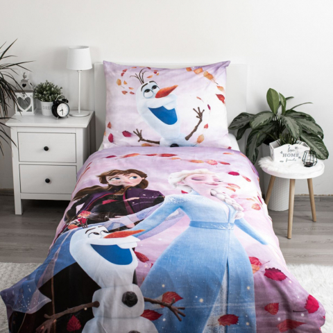 Set lenjerie de pat, 2 piese, reversibila, multicolor, 100% bumbac, 140 x 200 cm, 70 x 90 cm, Wind Frozen, Disney [1]