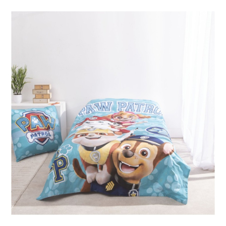 Set lenjerie pat, 100% bumbac, 2 piese, 140x200 cm, 65x65 cm, albastru, Happy, Paw Patrol [3]