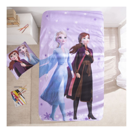 Set lenjerie pat, 100% bumbac, 2 piese, 140x200 cm, 65x65 cm, mov, Happy, Frozen [2]