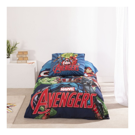 Set lenjerie pat, 100% bumbac, 2 piese, 140x200 cm, 65x65 cm, multicolor, Happy, Avengers [1]