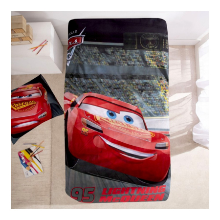 Set lenjerie pat, 100% bumbac, 2 piese, 140x200 cm, 65x65 cm, multicolor, Happy, Cars [1]