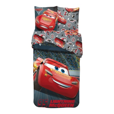 Lenjerii pat - Set lenjerie pat, 100% bumbac, 2 piese, 140x200 cm, 65x65 cm, multicolor, Happy, Cars