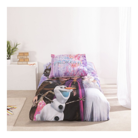 Set lenjerie pat, 100% bumbac, 2 piese, 140x200 cm, 65x65 cm, multicolor, Happy, Frozen [1]