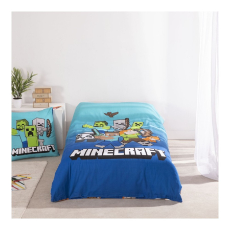 Set lenjerie pat, 100% bumbac, 2 piese, 140x200 cm, 65x65 cm, multicolor, Happy, Minecraft [2]