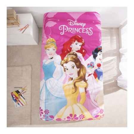 Set lenjerie pat, 100% bumbac, 2 piese, 140x200 cm, 65x65 cm, multicolor, Happy, Princess Disney [1]