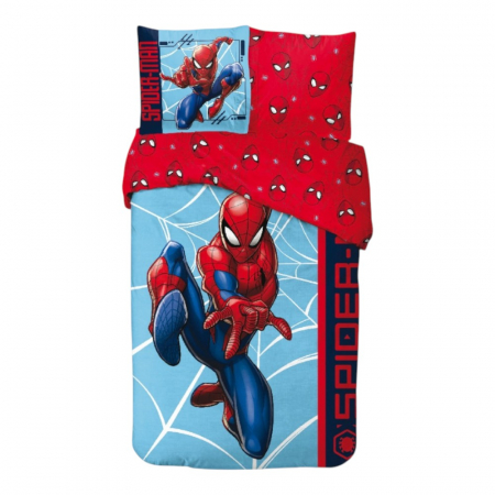 Lenjerii pat - Set lenjerie pat, 100% bumbac, 2 piese, 140x200 cm, 65x65 cm, multicolor, Happy, Spiderman